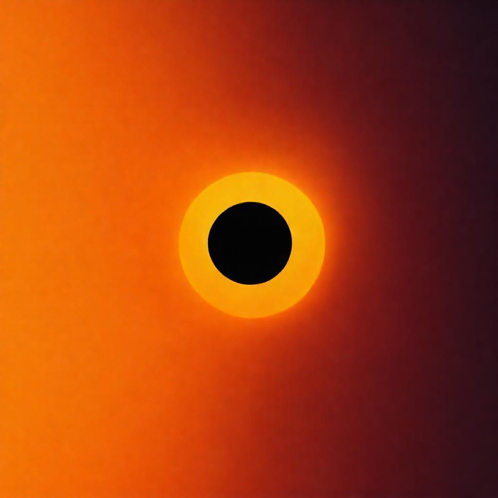 A single, stark black circle subtly marring the surface of a radiant, golden sun. The sun’s light is...