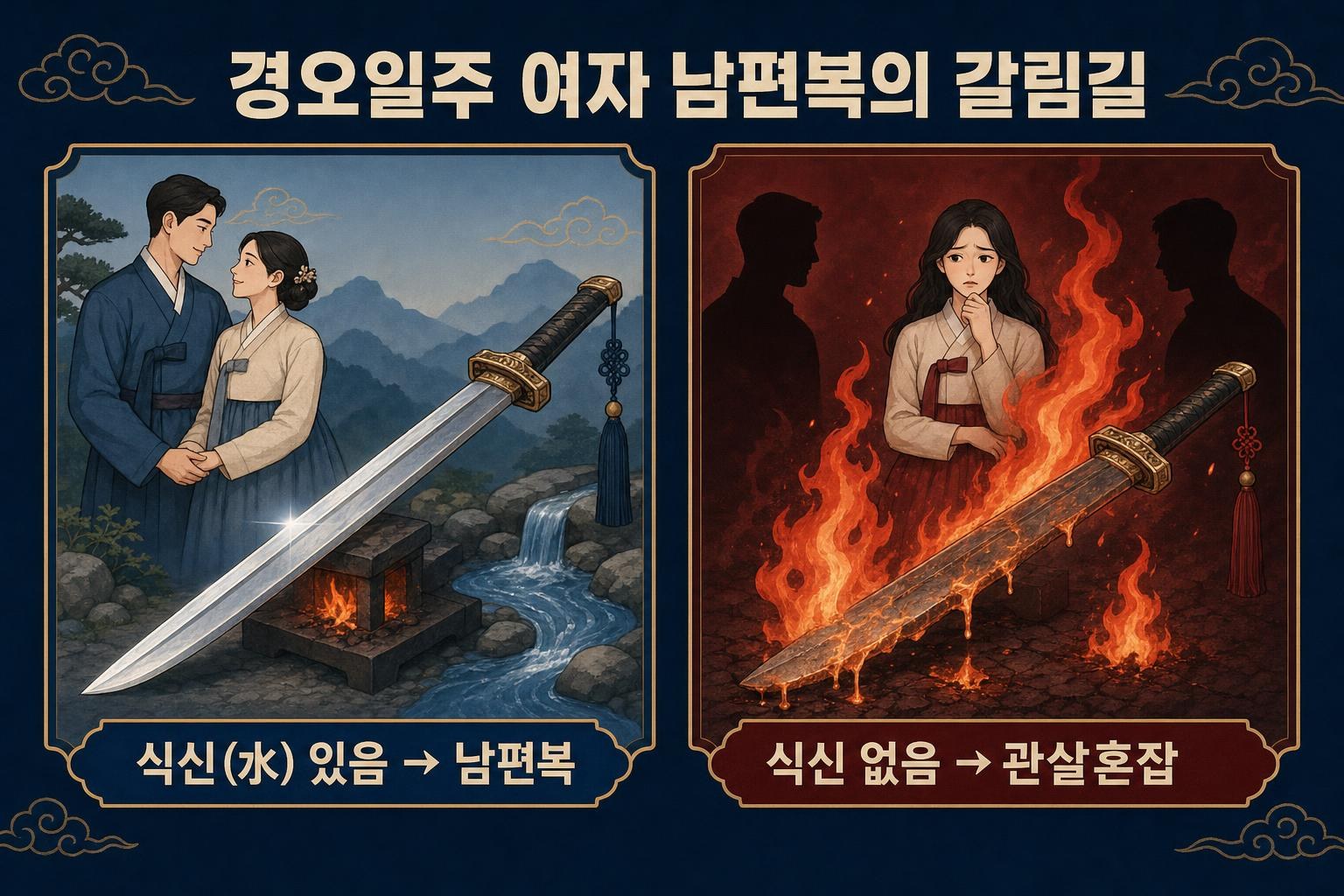경오일주 여자 남편복 — 물이 불을 다스릴 때
