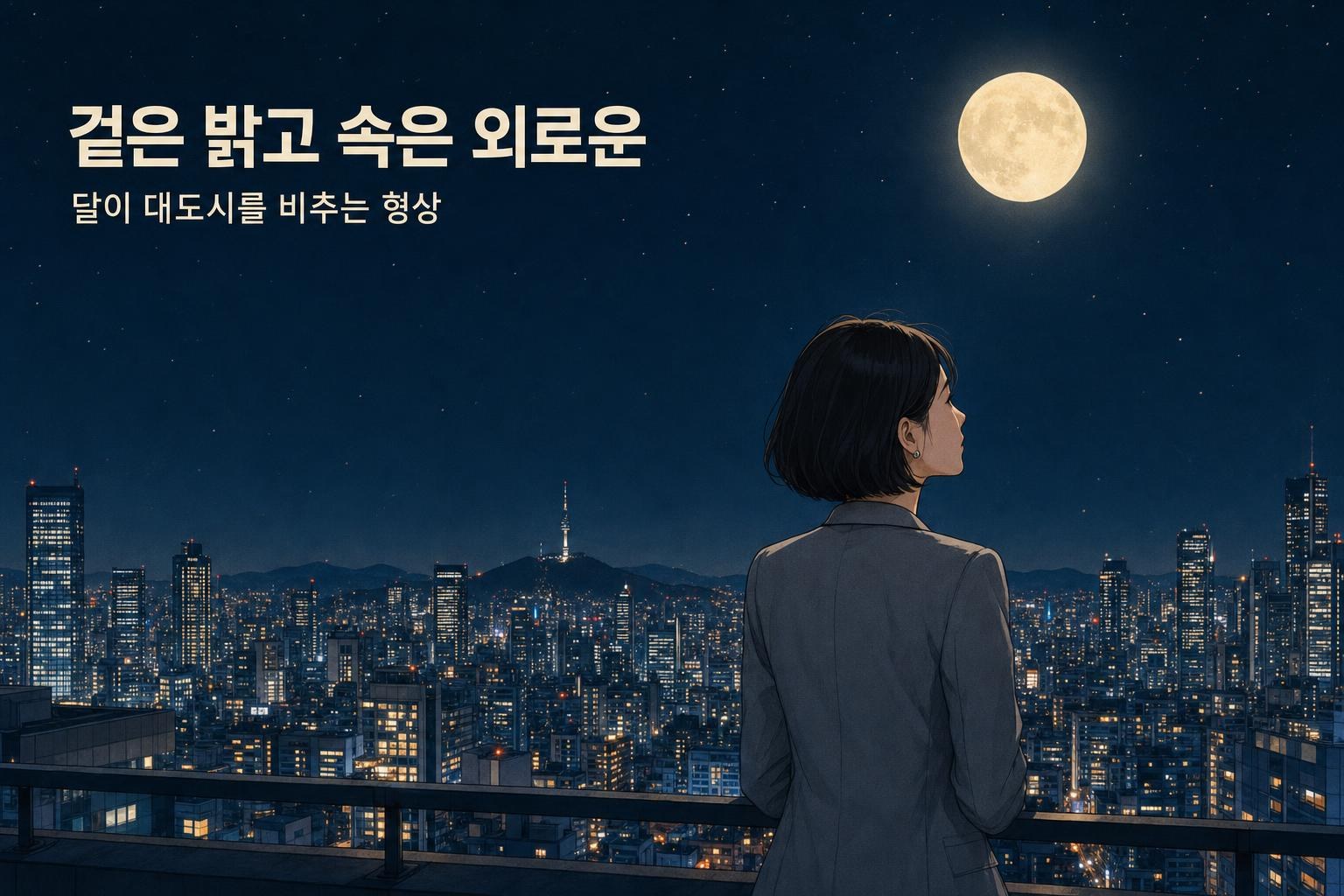 경신일주 여자 — 겉은 밝고 속은 외로운, 달이 대도시를 비추는 형상